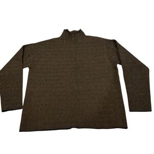 Tahari women’s turtleneck cowl neck brown herringbone pullover sweater size SP